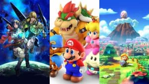 Super Mario RPG, Star Ocean: The Second Story R, and The Legend of Zelda: Link's Awakening key art