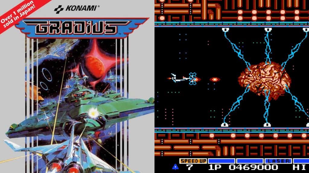 Gradius cover and gameplay
