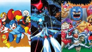 Mega Man, Ghosts 'n Goblins, and Gradius key art