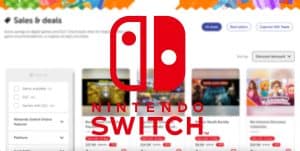 Nintendo eShop sales page and Nintendo Switch logo