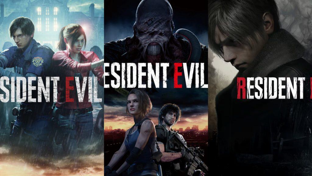 Resident Evil 2, 3, and 4 remakes key art