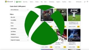 Xbox store sales page and Xbox logo