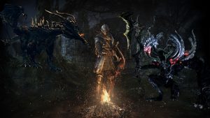 Dark Souls key art and boss character models