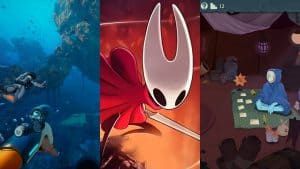 Hollow Knight: Silksong, Subnautica 2, and Slay the Spire II key art