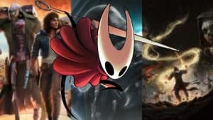 Hell Is Us, Star Wars Outlaws, Mandragora key art and Hollow Knight: Silksong character artwork