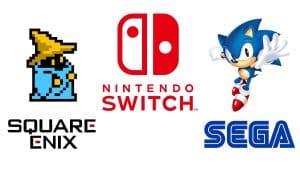 Square Enix, Sega, and Nintendo Switch logos