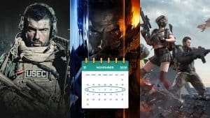 Escape From Tarkov, Call of Duty: Black Ops 7, and PUBG: Battlegrounds key art