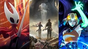 Hollow Knight: Silksong, Hades 2, and Clair Obscur: Expedition 33 key art