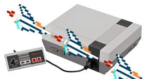 NES console and Gradius sprite