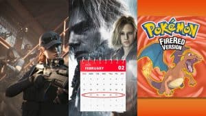 Resident Evil Requiem, Pokemon FireRed, and Rainbow Six Mobile key art
