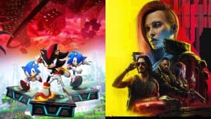 Sonic X Shadow Generations and Cyberpunk 2077 key art