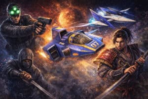 Sam Fisher, Mitsrugi, Blue Falcon, and Arwing